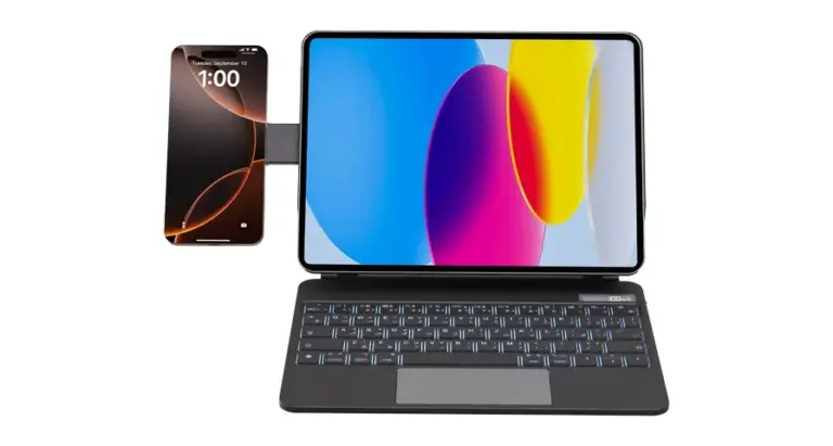 Powerology DynaBoard Wireless Keyboard Case with MagSafe Phone Holder for iPad 10th Gen