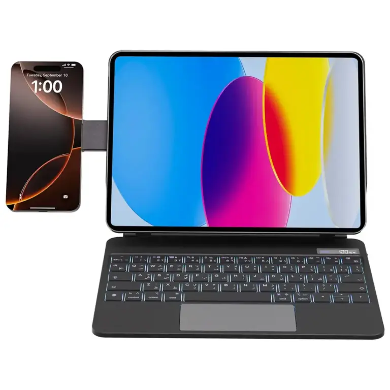 Powerology DynaBoard Wireless Keyboard Case with MagSafe Phone Holder for iPad 10th Gen