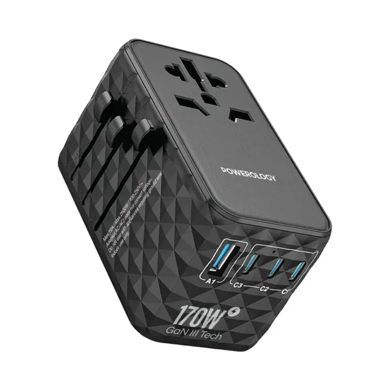 Powerology GaN 170W Universal Charger with 4-Ports Fast Charging + Ac