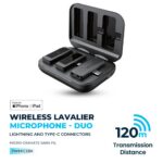 Powerology MFI Dual Connector Wireless Lavalier Microphone x2 Mic 2000mAh