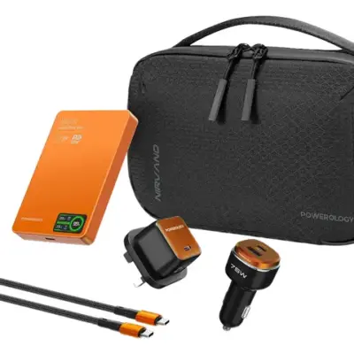 Powerology Nirvano 5-In-1 Power Travel Kit - Black/Orange