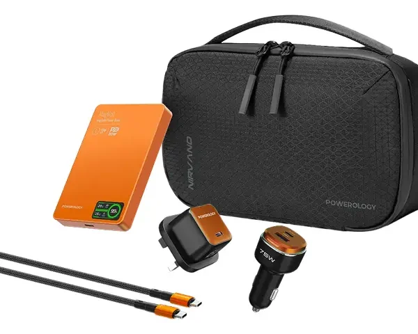 Powerology Nirvano 5-In-1 Power Travel Kit - Black/Orange