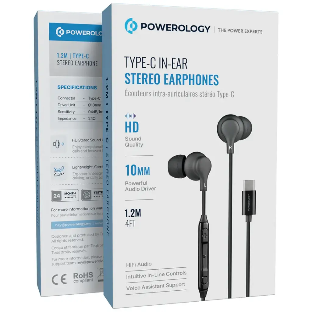 Powerology Type-C In-Ear Stereo Earphones