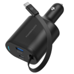 Powerology Type-C Retractable Car Charger 70W