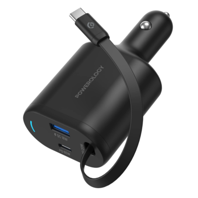Powerology Type-C Retractable Car Charger 103W