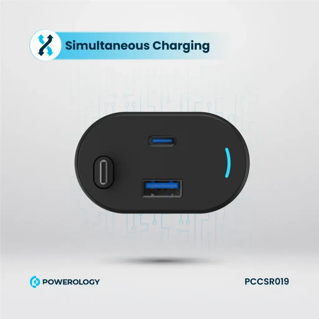 Powerology Type-C Retractable Car Charger 103W