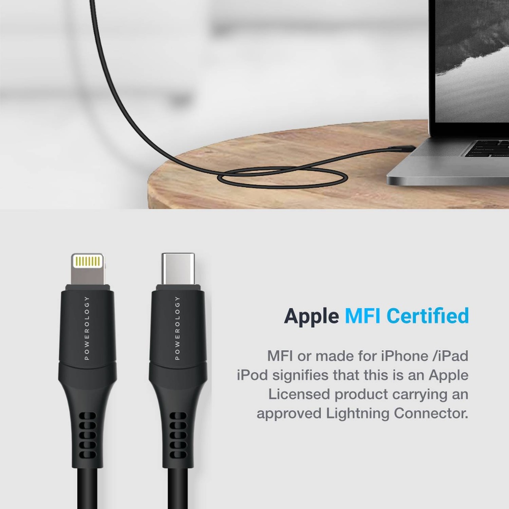 Powerology Type-C to Lightning PVC Cable (1.2m/4ft)