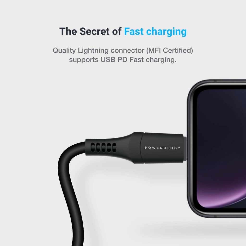 Powerology Type-C to Lightning PVC Cable (1.2m/4ft)