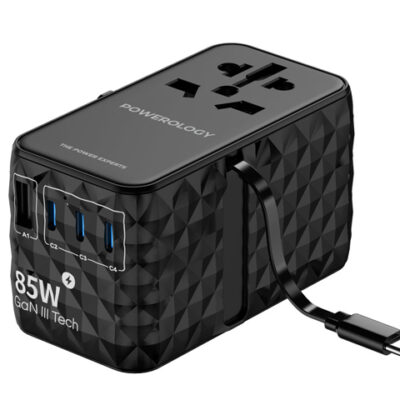 Powerology Universal GaN 85W Super Charger Retractable Type-C Cable
