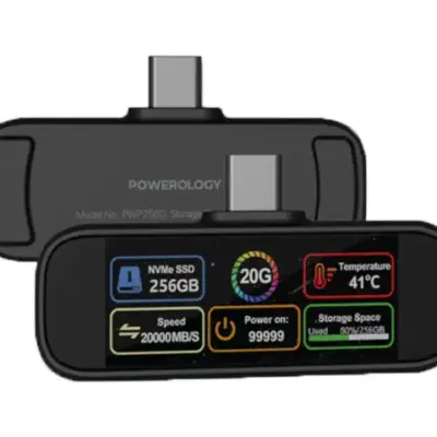 Powerology Vaultx 256Gb , 512Gb & 1Tb Mini Portable SSD Drive