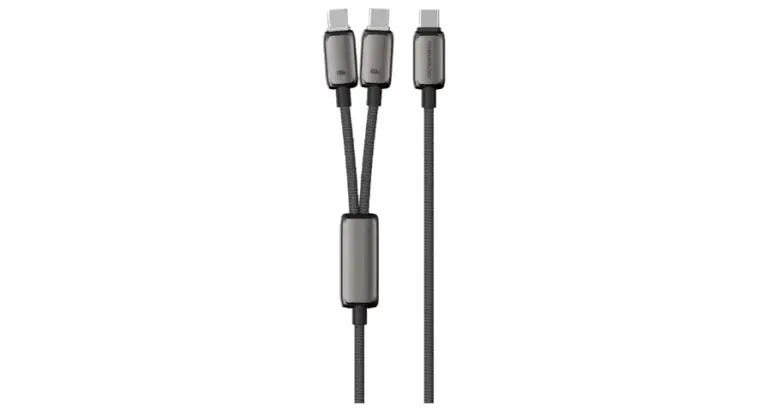 Powerology Zinco Series 2-In-1 Dual USB-C Cable - Dark Gray