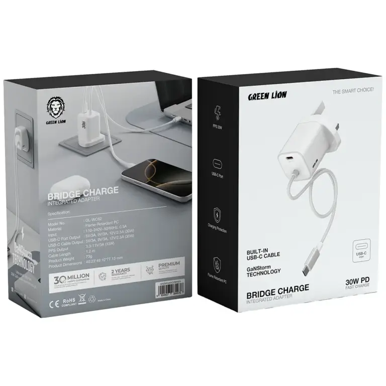 Green Lion Bridge Charge Integrated Adapter - White