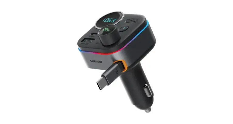 Green Lion Car FM Transmitter with Bluetooth 5.4 & Dual Port - Black