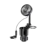 Green Lion Drive Fan Duo 2-In-1 Cup Holder with Car Fan - Black