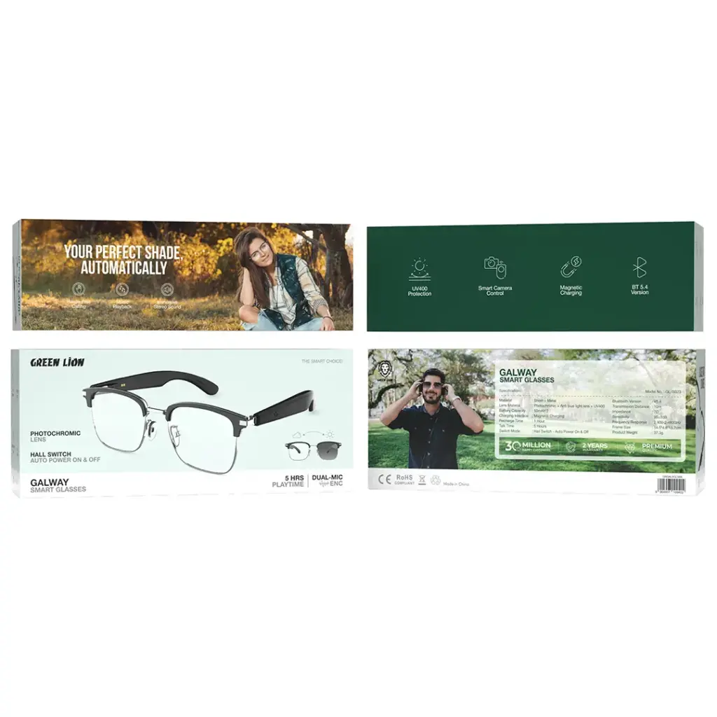 Green Lion Galway Smart Glasses - Black