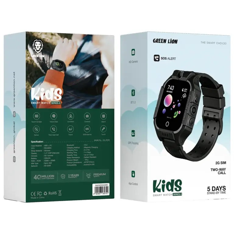 Green Lion Kids Smart Watch Series 5 - Black