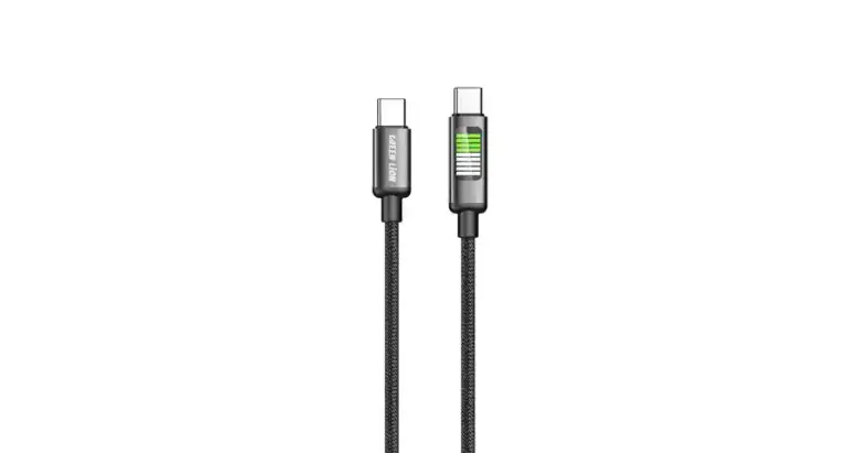 Green Lion LED Braided USB-C to USB-C Cable - Black