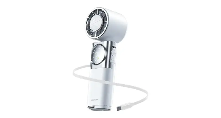 Green Lion Power Wind Handheld Fan with Power Bank- White