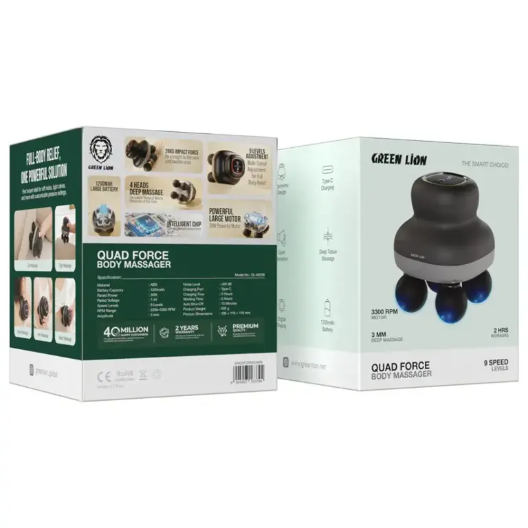 Green Lion Quad Force Body Massager - Black