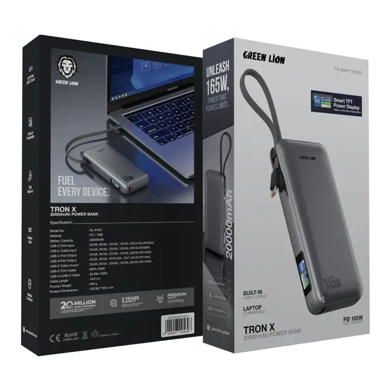 Green Lion Tron X 20000mAh Power Bank - Gray
