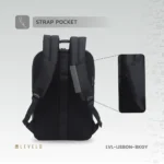 Levelo Lisbon Carrying Laptop/Universal 15.6” Backpack - Black/Grey