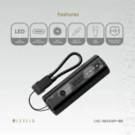 Levelo Nova Pro 5000mAh Power Bank with Flashlight - Black
