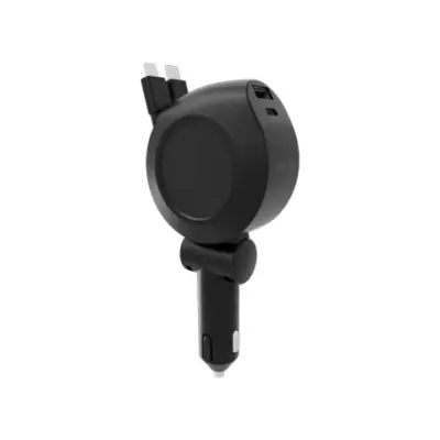 Levelo Orbis 4 In 1 Saffiano Leather Car Charger - Black
