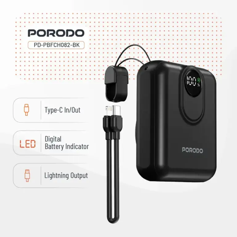 Porodo 10000mAh MagSafe Power Bank - Black