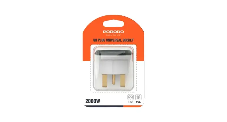 Porodo 2000W UK Plug Universal Socket - White / Black