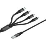 Porodo 4 in 1 Aluminum Braided Cable 1.2M 2.4A  (Lightning 2X / Micro USB / Type-C )