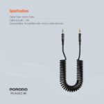 Porodo AUX 3.5 to 3.5 Coil Cable 1.2M - Black