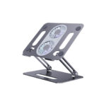 Porodo Alum. alloy Adjustable Laptop Stand with Cooling Fan- Grey