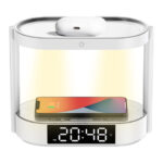 Porodo Bedside Lamp with Wireless Charger and Digital Clock - White