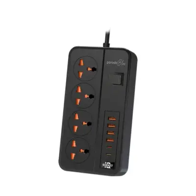 Porodo Blue 4 AC Power Strip - Black