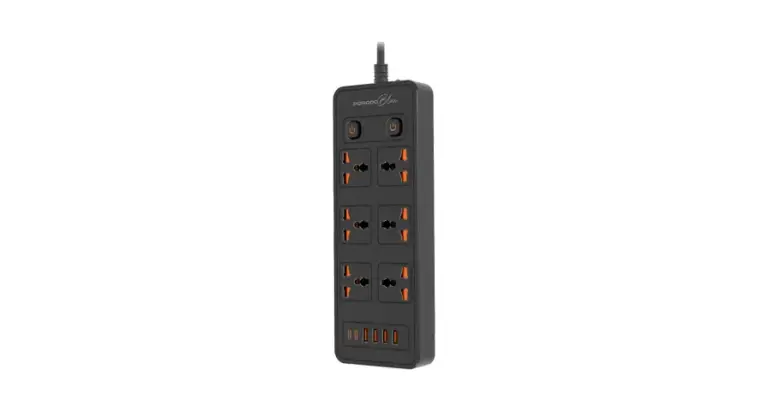 Porodo Blue 6 AC - Dual Switch Power Strip - Black