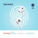 Porodo Blue Deep Bass Wireless Earbuds Pro 2 with Swipe Volume - White