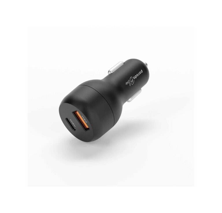 Porodo Blue Dual Port Car Charger QC3.0 18W + PD 20W - Black