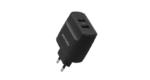 Porodo Blue Dual Port EU 2-Pin Wall Charger – Black