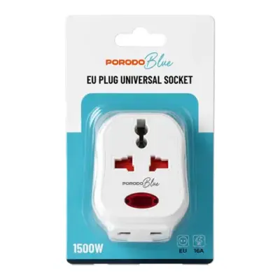 Porodo Blue EU Plug Universal Socket - White