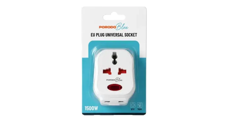 Porodo Blue EU Plug Universal Socket - White