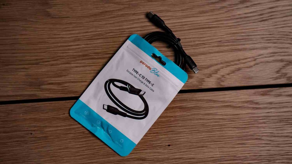 Porodo Blue PVC Type-C to Type-C Cable 1M 60W – Black