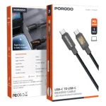 Porodo Braided Cable with LED Illuminated Indicator - Black