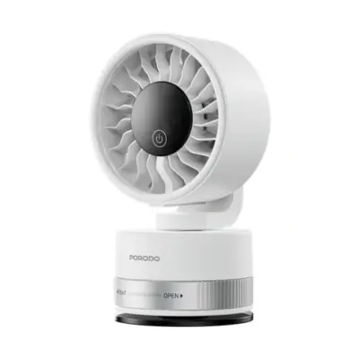 Porodo Chillo Luxe Portable Suction Cup Fan with 4000mAh Rechargeable Battery - White