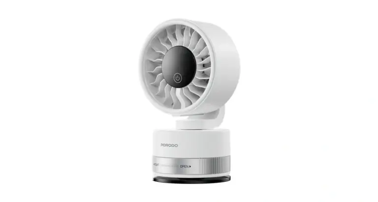 Porodo Chillo Luxe Portable Suction Cup Fan with 4000mAh Rechargeable Battery - White
