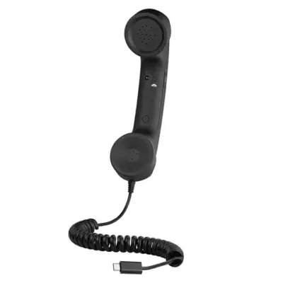 Porodo Classic Retro Phone Handset with Type-C Connector - Black