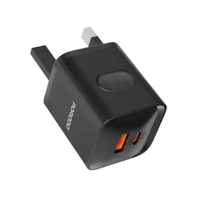 Porodo Dual Port GaN Wall Charger with USB-C to USB-C Cable - Black