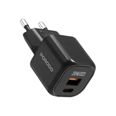 Porodo Dual Port GaN Wall Charger - Black