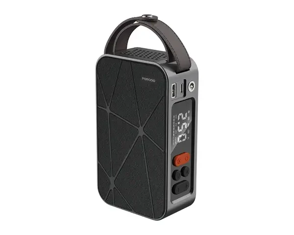 Porodo Flator 4000mAh Car Tire Inflator with Pressure Display - Black