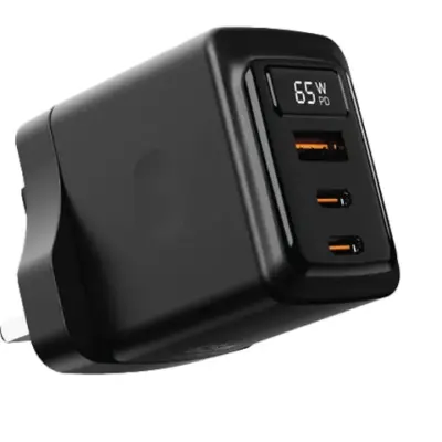 Porodo GaN 65W Multi-Port Wall Charger - Black