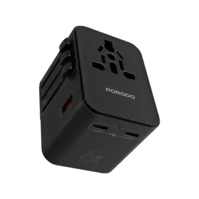 Porodo GaN Universal Travel Multi-Port Quick Charger – Black